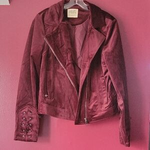 Ashley By 26 International Women's Deep Red Velvet Jacket